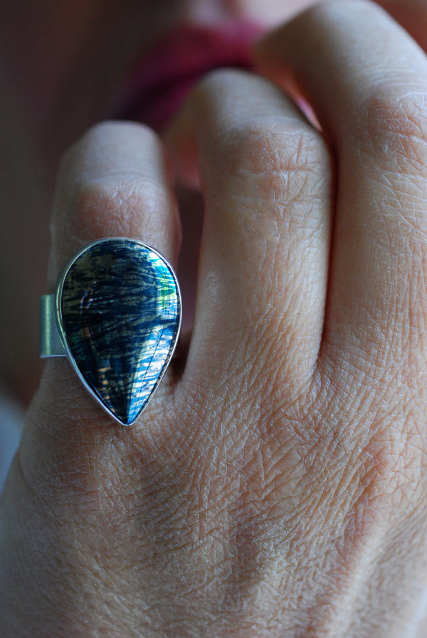 Covellite Mirror Ring