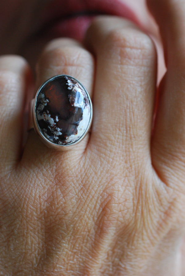 Mocha Rainbow Fire Opal Ring