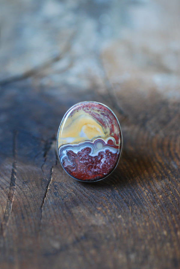 Burgundy Sunset Ring Rare Kentucky Agate