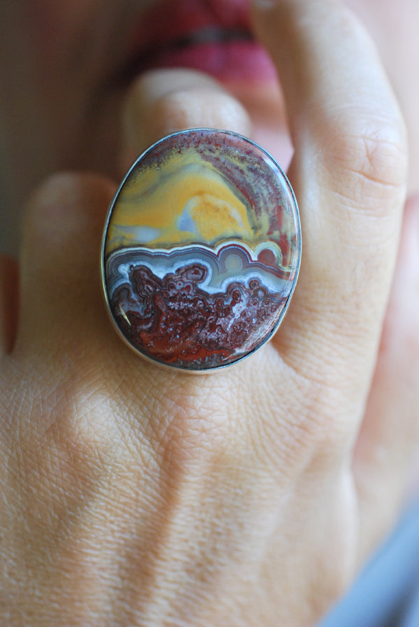 Burgundy Sunset Ring Rare Kentucky Agate