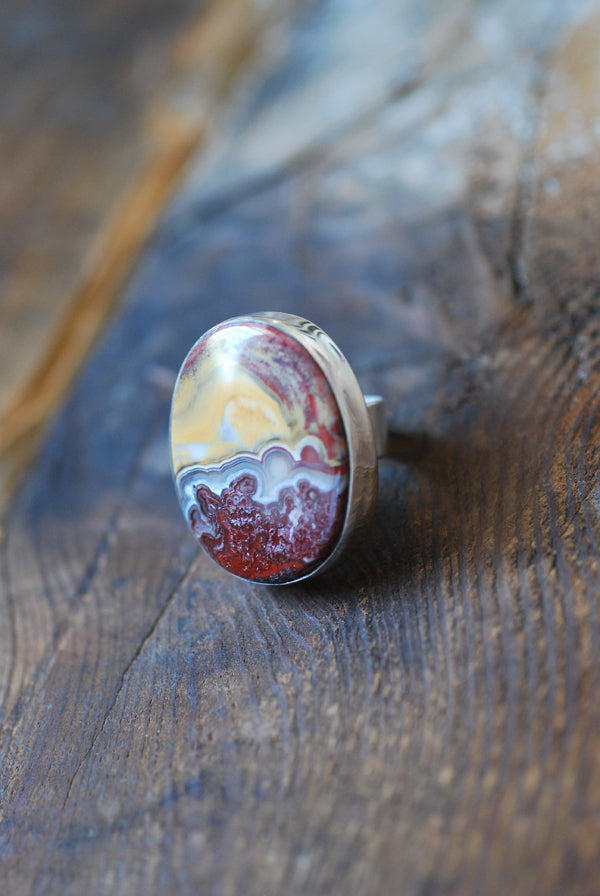 Burgundy Sunset Ring Rare Kentucky Agate