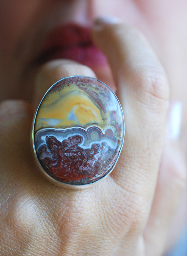 Burgundy Sunset Ring Rare Kentucky Agate