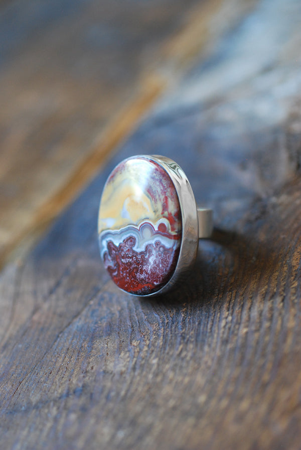 Burgundy Sunset Ring Rare Kentucky Agate