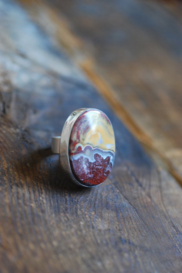 Burgundy Sunset Ring Rare Kentucky Agate
