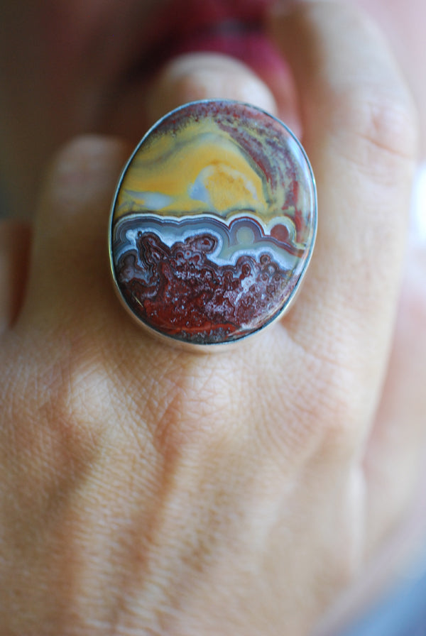 Burgundy Sunset Ring Rare Kentucky Agate