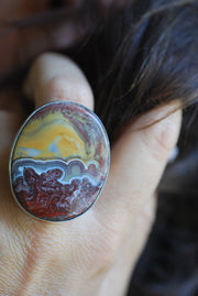 Burgundy Sunset Ring Rare Kentucky Agate