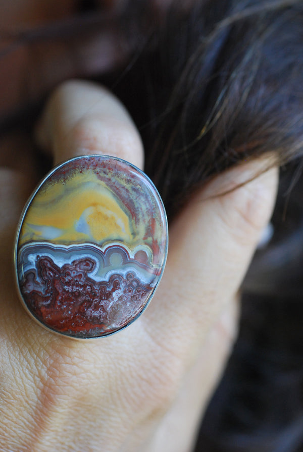 Burgundy Sunset Ring Rare Kentucky Agate
