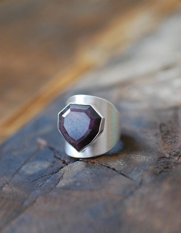 Raw Ruby Sapphire Signet Ring