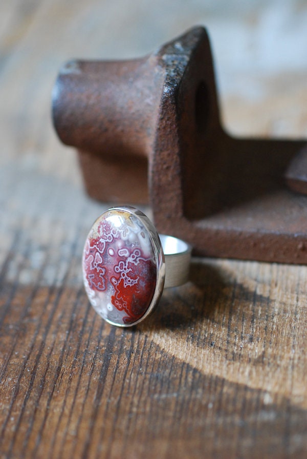 Red Velvet Ring Collector's Red Lace Agate