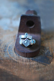 Vittoria Stacking Rings Grey Moonstone, Opal, And Aquamarine