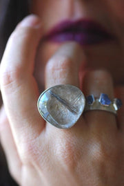 Halley's Comet Ring Silver Rutile Collector's Needle Quartz Ring