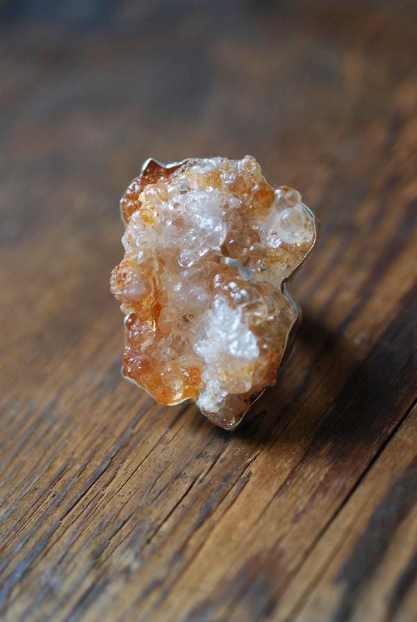 Water Opal Ring Rare UV Hyalite