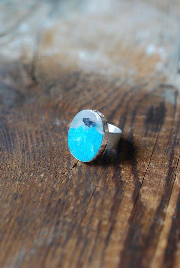 Rain Dance Mineral Ring Amazonite Quartz And Hematite