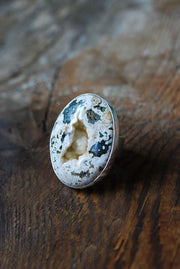 Spring Bounty Ring Drusy Crystal Pocket Ocean Jasper
