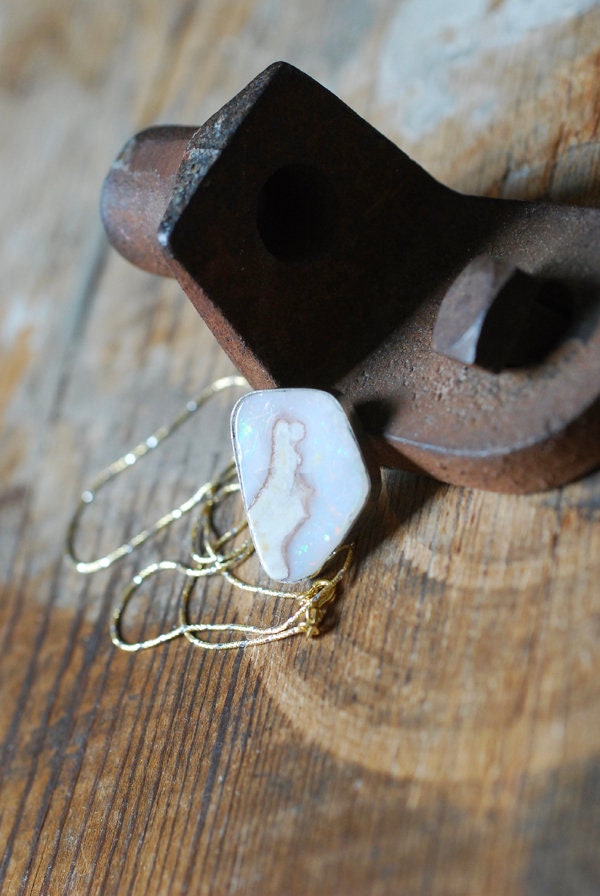 Spencer Rainbow Opal Pendant American Mined Idaho Opal