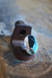 Silent Storm Ring Petrified Wood Blue Collawood