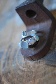 Vittoria Stacking Rings Grey Moonstone, Opal, And Aquamarine