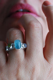 Vittoria Stacking Rings Tourmaline, Peridot, Moonstone, And Aquamarine