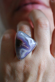 Lavender Storm Ring Rare Laguna Plume Agate