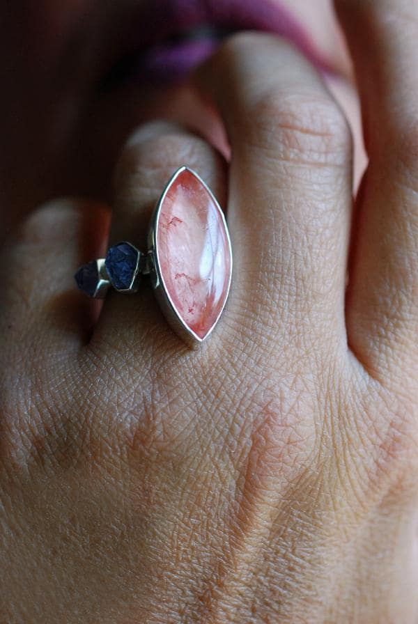 Clementine Stacking Ring Lavender Spinel And Hematoid Quartz
