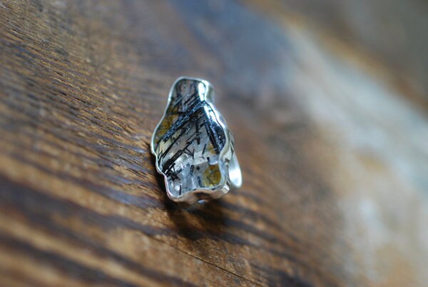 Magic Cloud Mineral Ring Black Rutile Tourmalinated Quartz