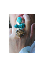 Earth's Bounty Ring Turquoise And Flower Jasper