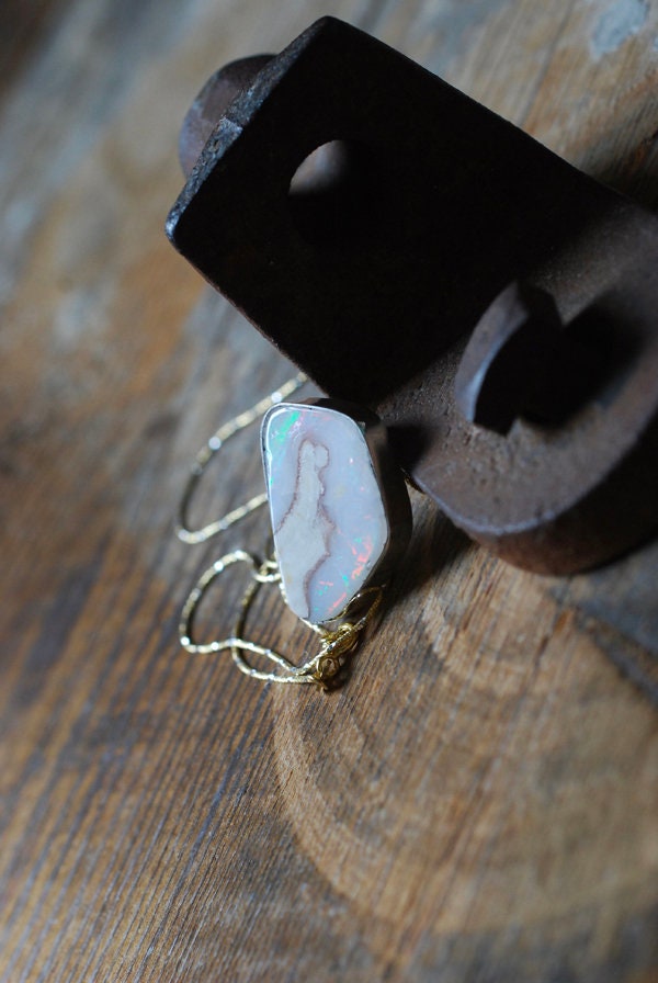 Spencer Rainbow Opal Pendant American Mined Idaho Opal