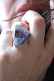 Lavender Storm Ring Rare Laguna Plume Agate