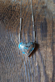 Heart Of Gold Pendant Morenci Turquoise With Pyrite