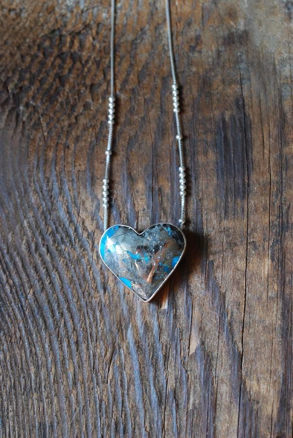 Heart Of Gold Pendant Morenci Turquoise With Pyrite