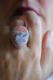 Purple Peach Fire Opal Statement Ring Raw Rainbow Opal