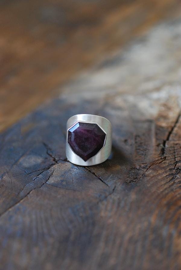 Raw Ruby Sapphire Signet Ring