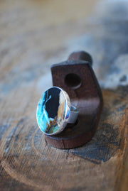 Silent Storm Ring Petrified Wood Blue Collawood
