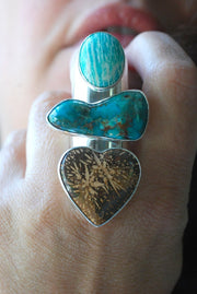 Earth's Bounty Ring Turquoise And Flower Jasper