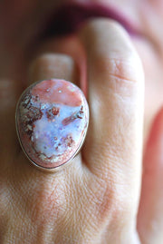 Purple Peach Fire Opal Statement Ring Raw Rainbow Opal