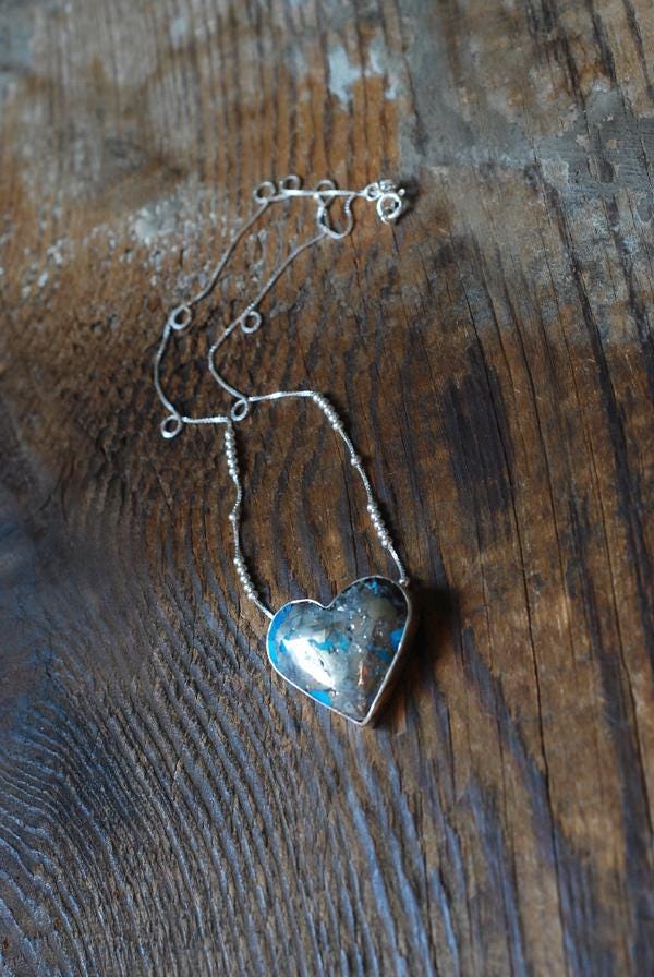Heart Of Gold Pendant Morenci Turquoise With Pyrite