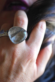 Halley's Comet Ring Silver Rutile Collector's Needle Quartz Ring