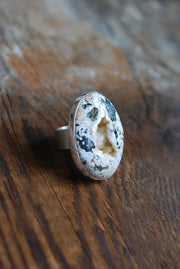 Spring Bounty Ring Drusy Crystal Pocket Ocean Jasper