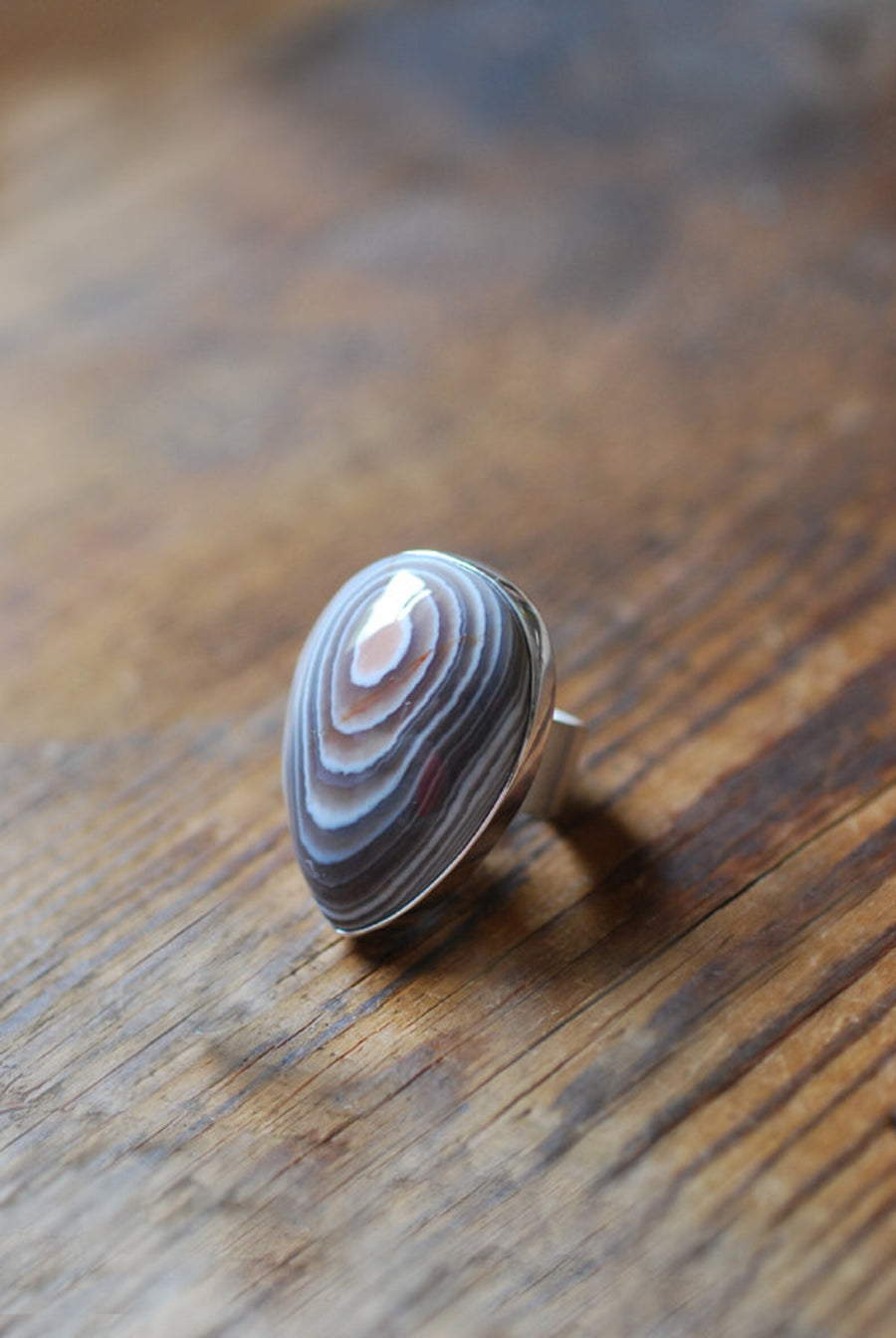 Ancient Lines Ring Collectors Pink Banded Agate