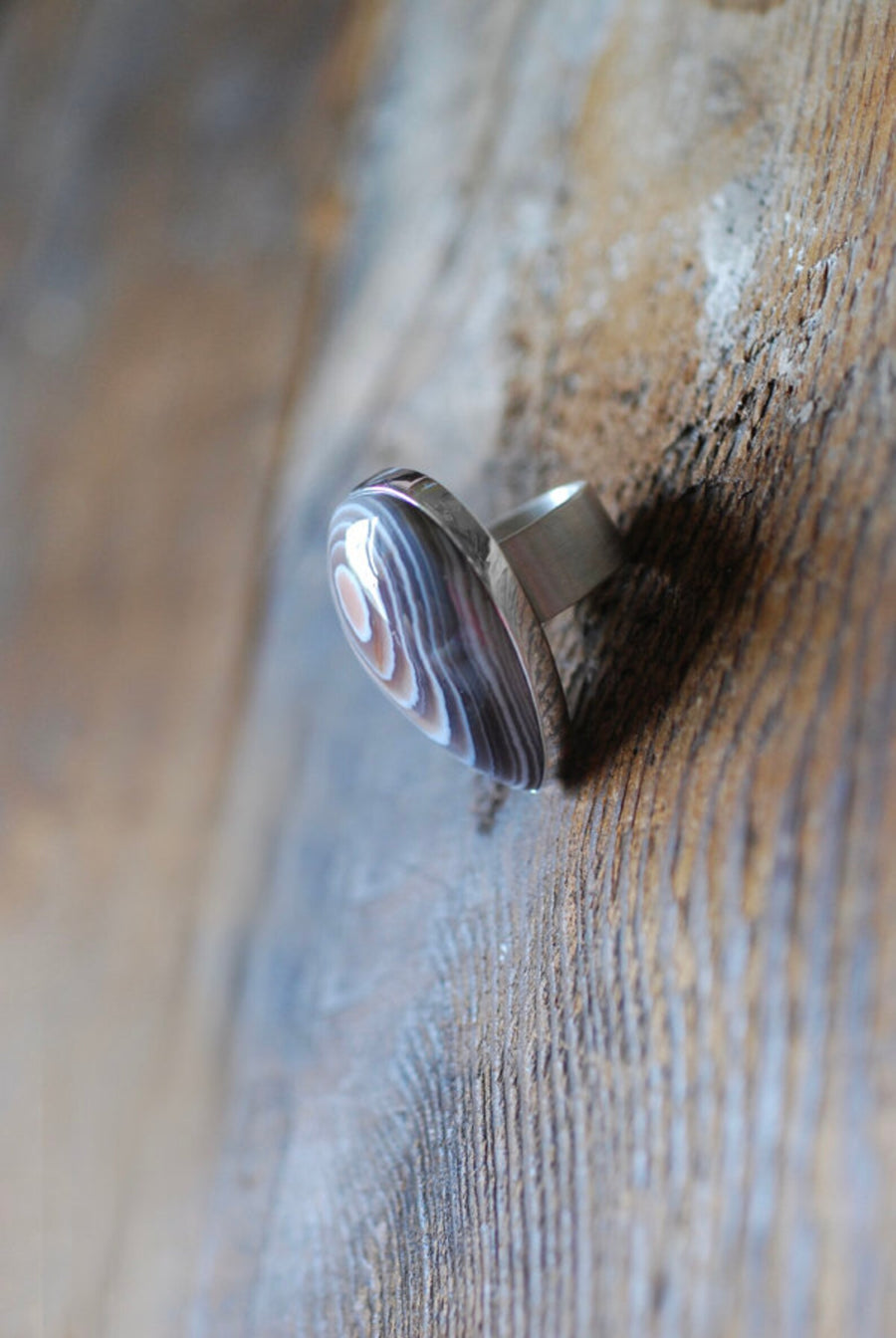 Ancient Lines Ring Collectors Pink Banded Agate
