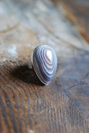 Ancient Lines Ring Collectors Pink Banded Agate