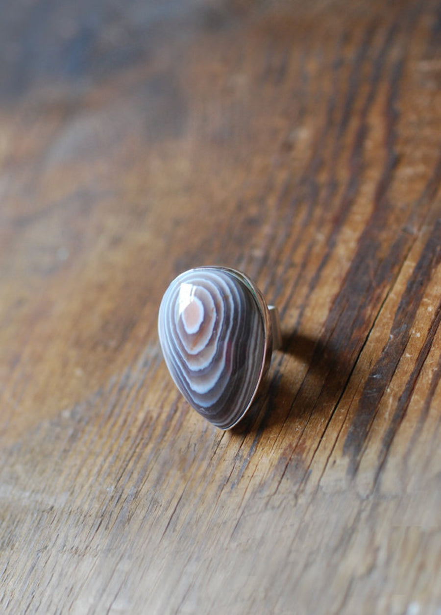Ancient Lines Ring Collectors Pink Banded Agate