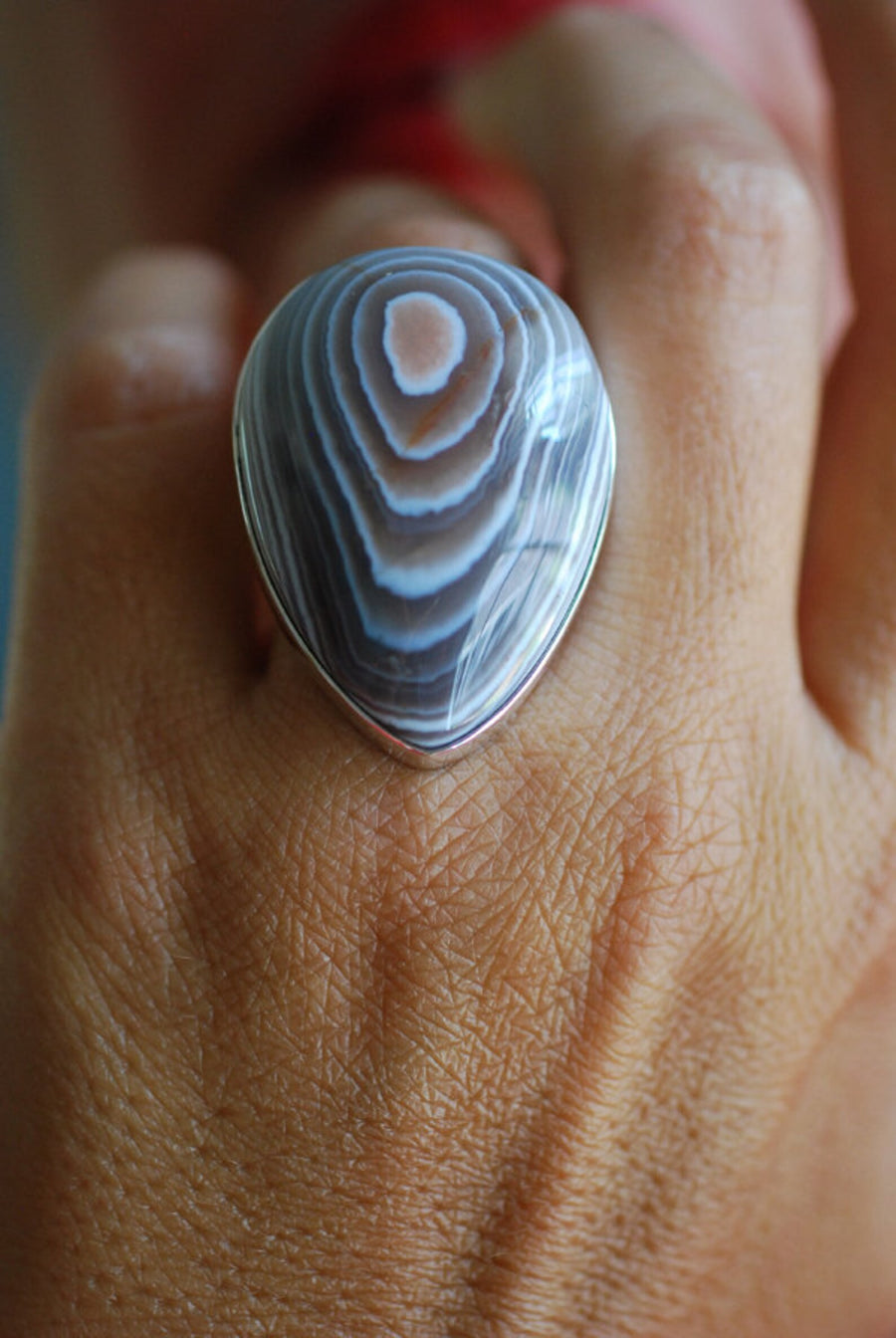 Ancient Lines Ring Collectors Pink Banded Agate