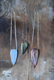 Gemmy Blue Chalcedony Arrowhead Statement Necklace