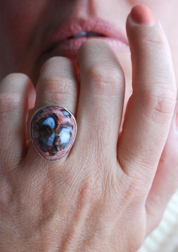 Dollybird Raw Rainbow Fire Opal Ring