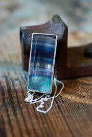 Midnight Sky Pendant Rare Banded Purple And Teal Faceted Fluorite All Natural