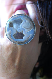 Snowball Ring Rare Pastel Blue Drusy Chalcedony
