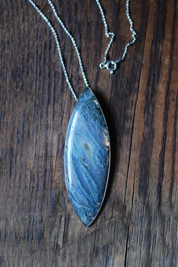 Mossy Ground Necklace Drusy Moss Agate Gem Necklace