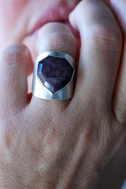 Raw Ruby Sapphire Signet Ring