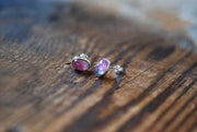 Bi-Color Pink Tourmaline Sterling Gem Studs